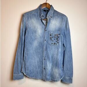 Just Cavalli Denim Button Down Shirt - Size L